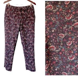 Carolina Belle Pants Size 6 Montreal Multicolor Burgundy Floral Print Career